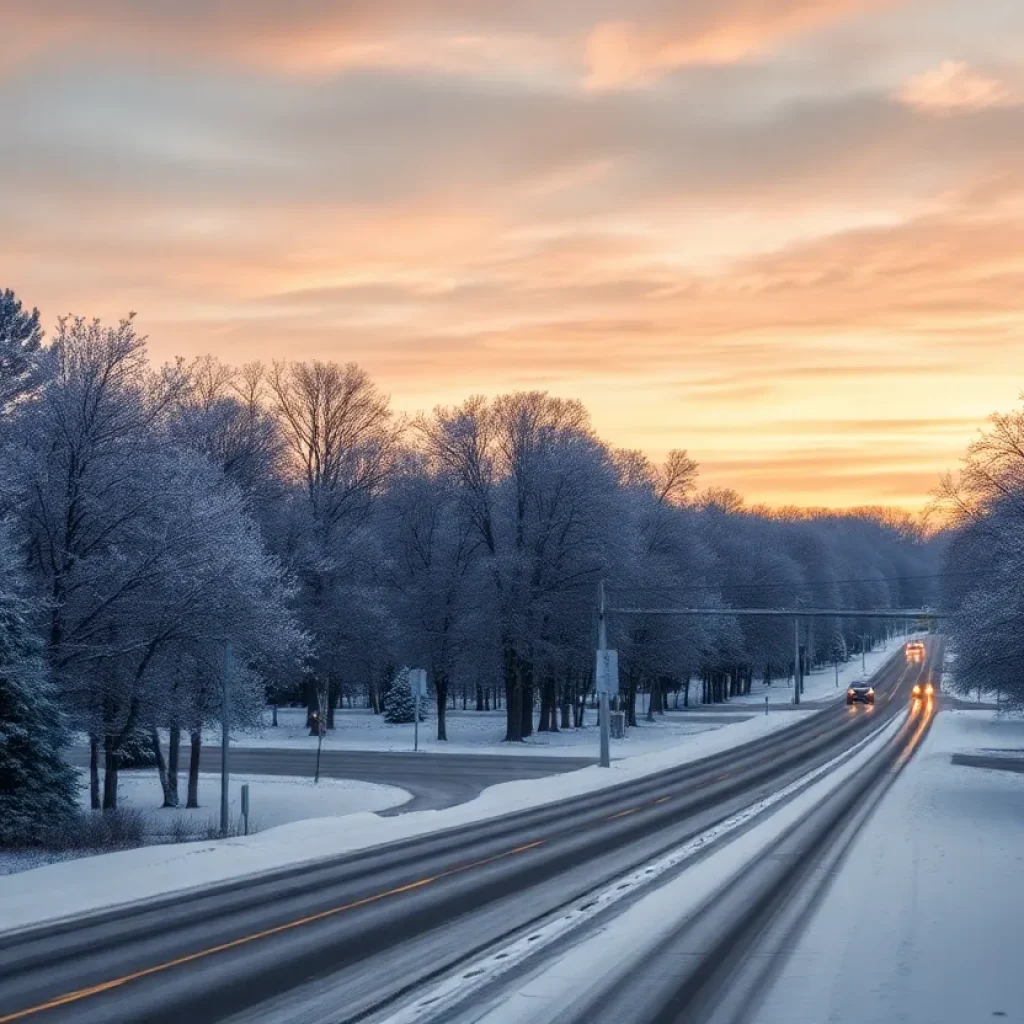 Snow-covered landscape in Florence South Carolina