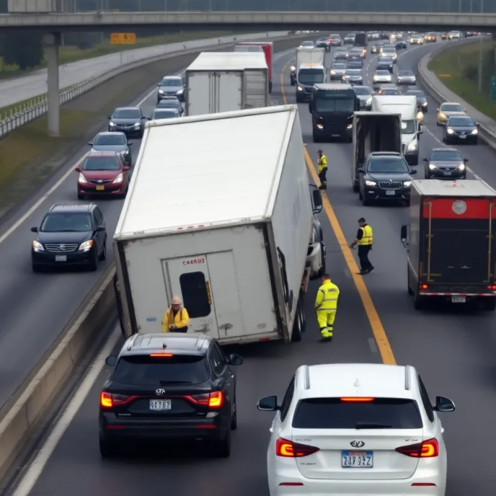 Tractor-trailer accident on I-95 in Florence causing traffic jam