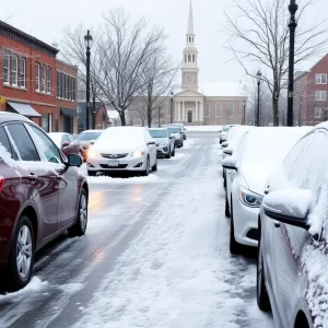 Downtown Florence SC blanketed in snow