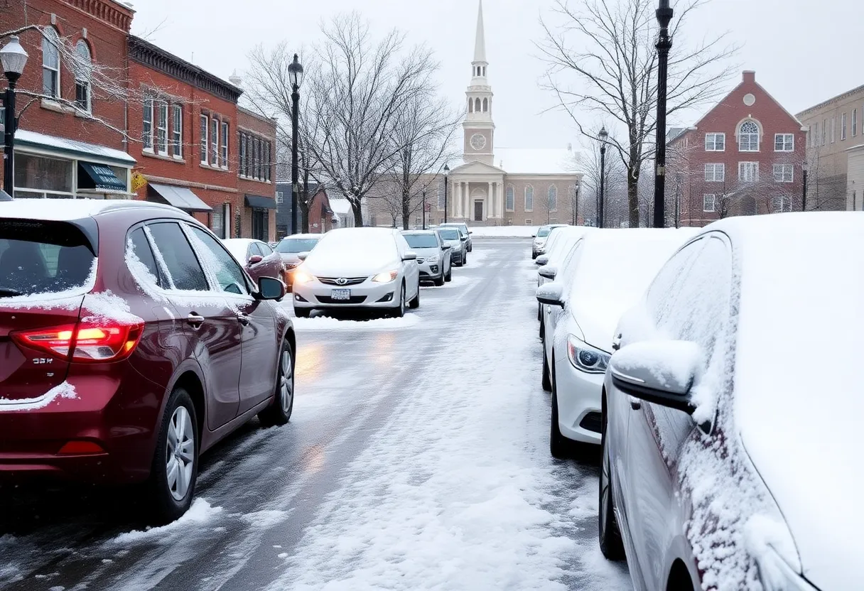 Downtown Florence SC blanketed in snow