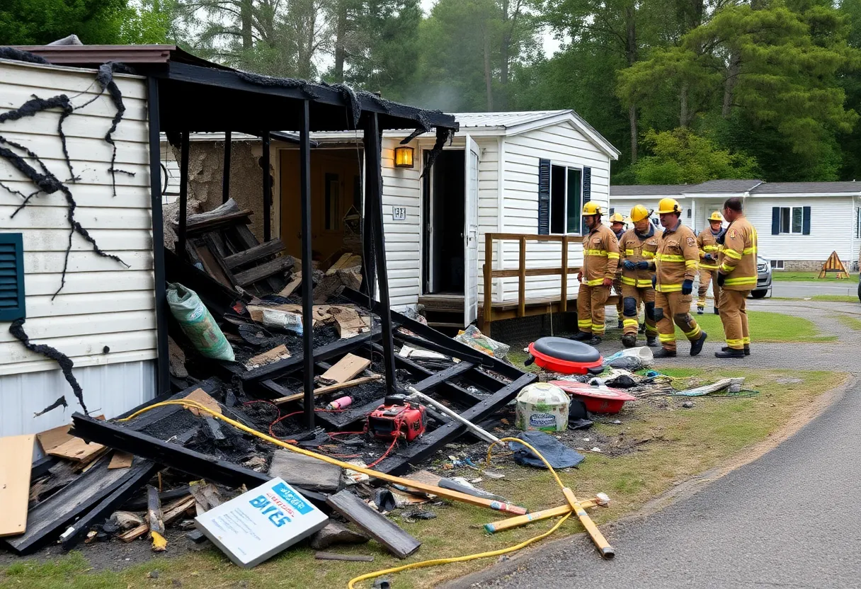 Scene of a burned mobile home in Darlington County