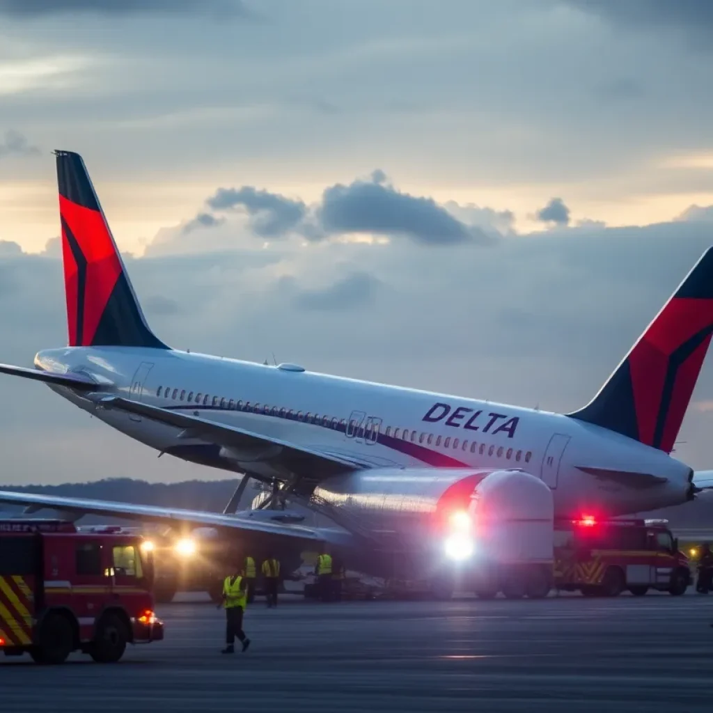 Delta Air Lines flight crash-landed at Toronto airport with emergency services on site.