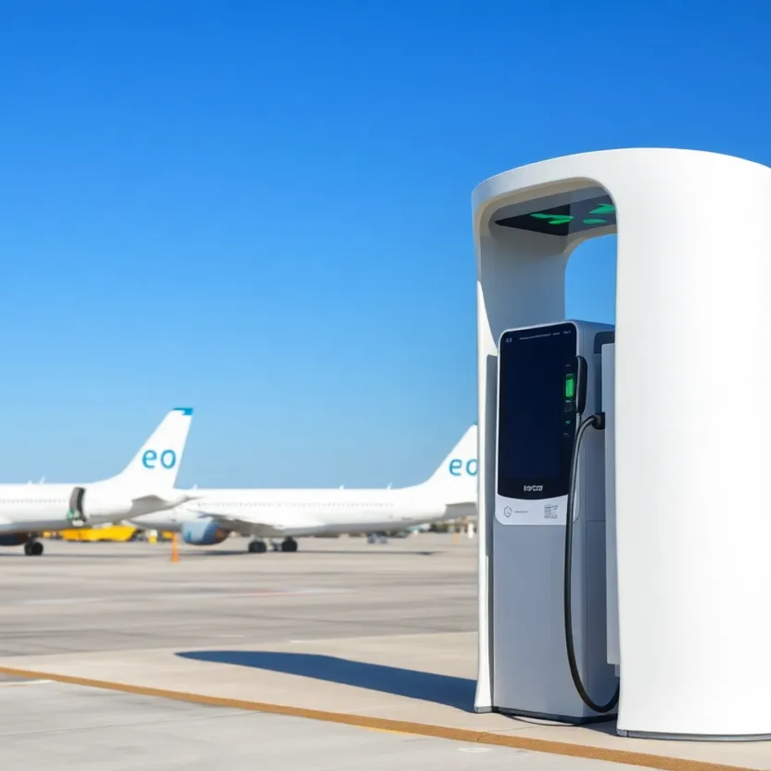 Electric aircraft charging station with electric planes at Florence Regional Airport