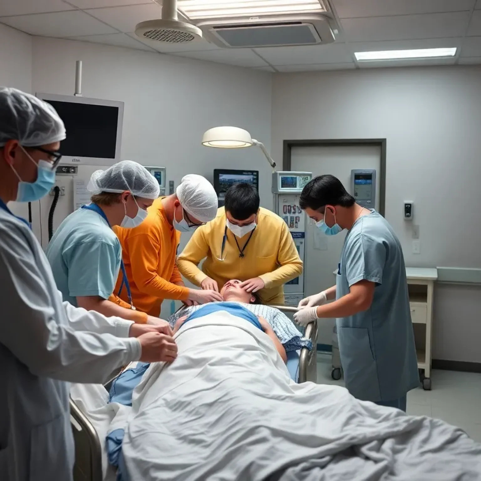 Medical staff in an emergency room