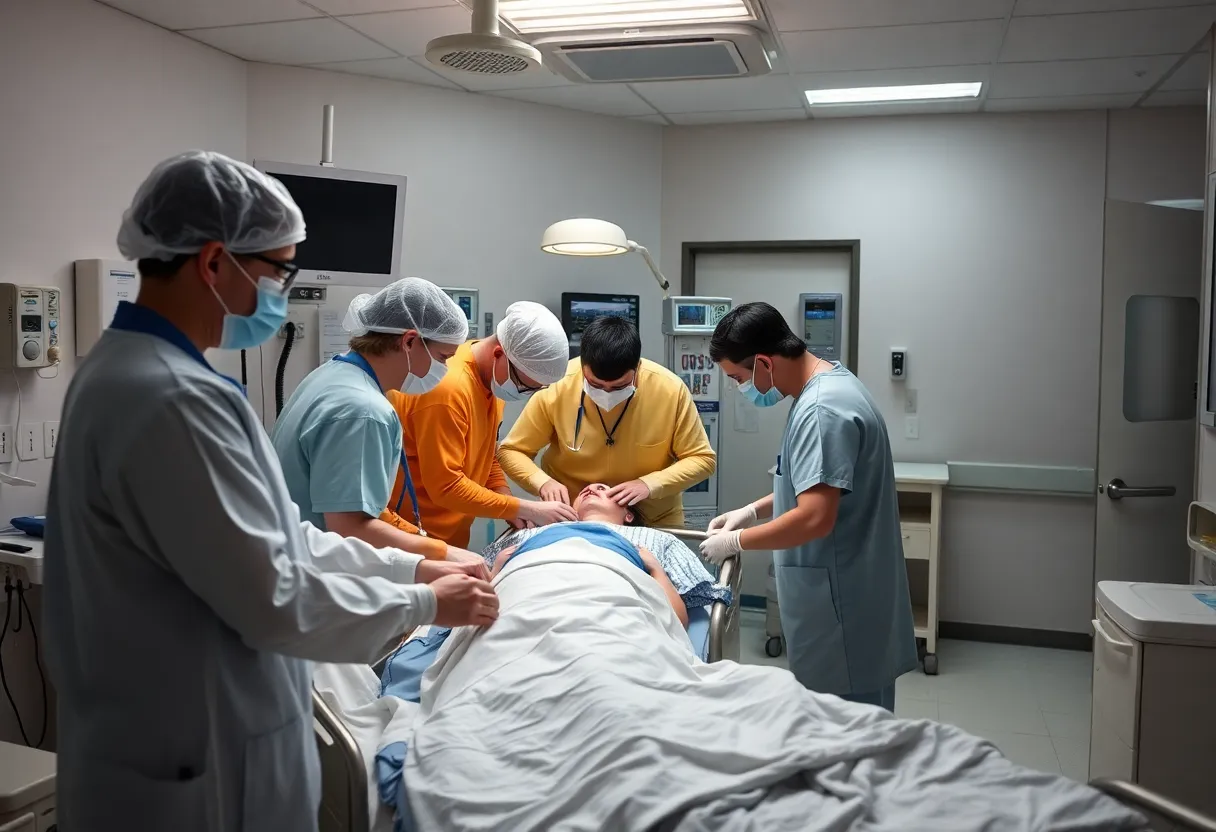 Medical staff in an emergency room