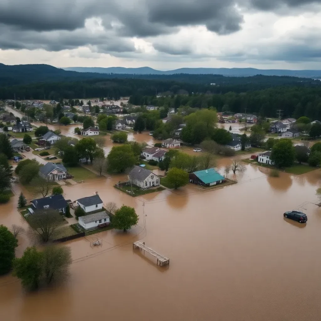 Flooded areas in Kentucky and West Virginia after severe storms