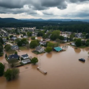 Flooded areas in Kentucky and West Virginia after severe storms