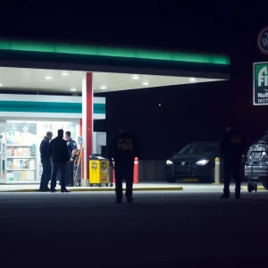 Police presence at a convenience store in Florence after a robbery incident.