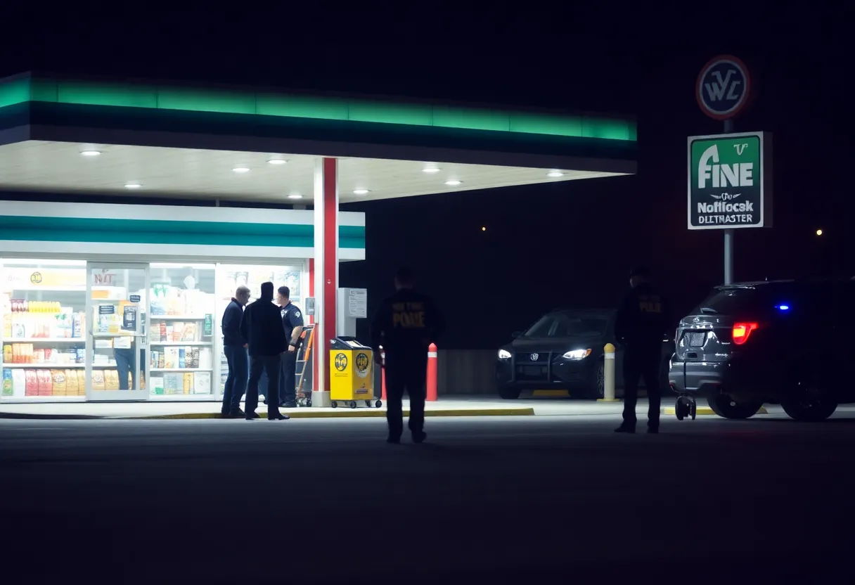 Police presence at a convenience store in Florence after a robbery incident.