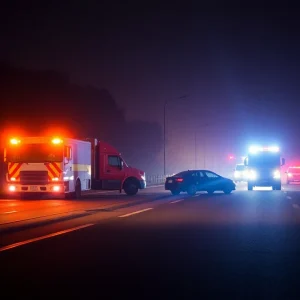 Emergency vehicles at a highway accident scene in Florence County.