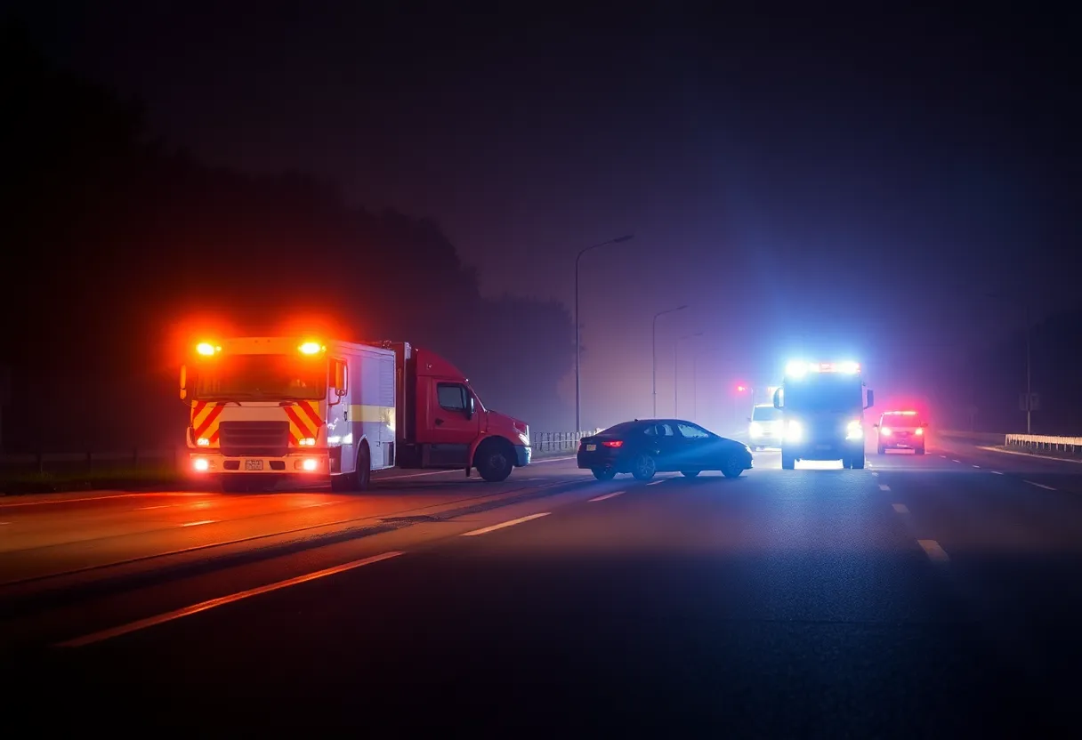 Emergency vehicles at a highway accident scene in Florence County.