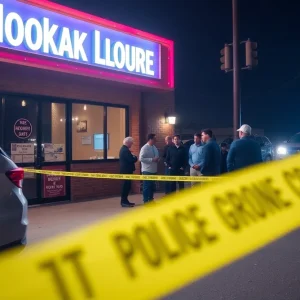 Police tape at a hookah lounge in Florence after a shooting incident.