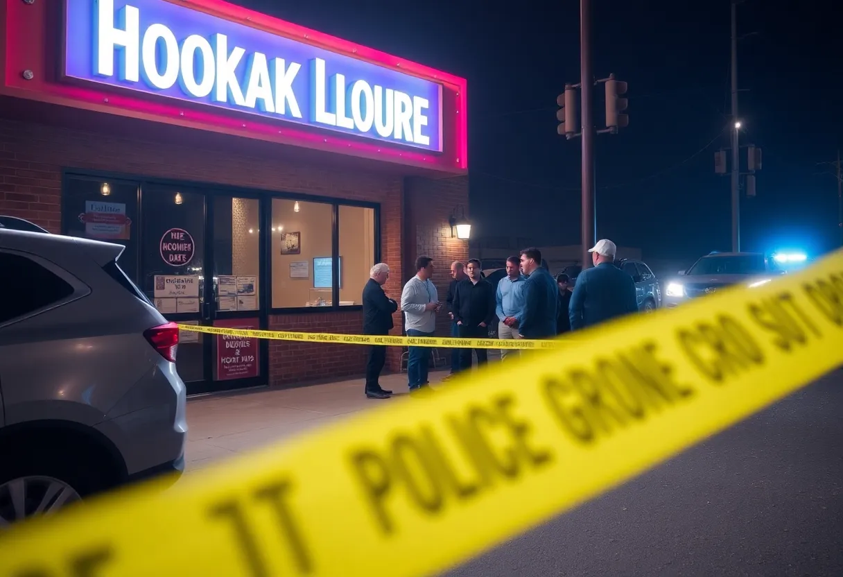 Police tape at a hookah lounge in Florence after a shooting incident.