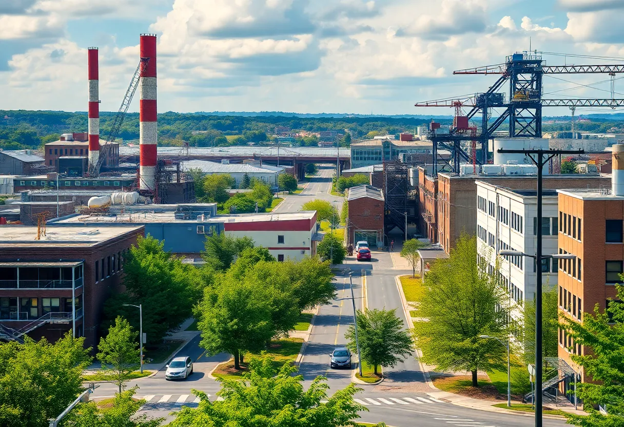 Cityscape view of Florence, South Carolina with industrial developments.