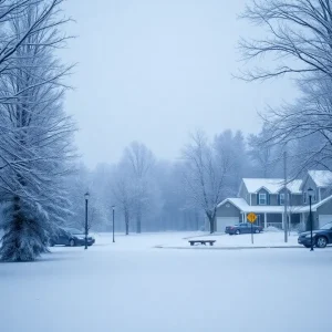 Snow-covered landscape in South Carolina during the Great Southeastern Snowstorm