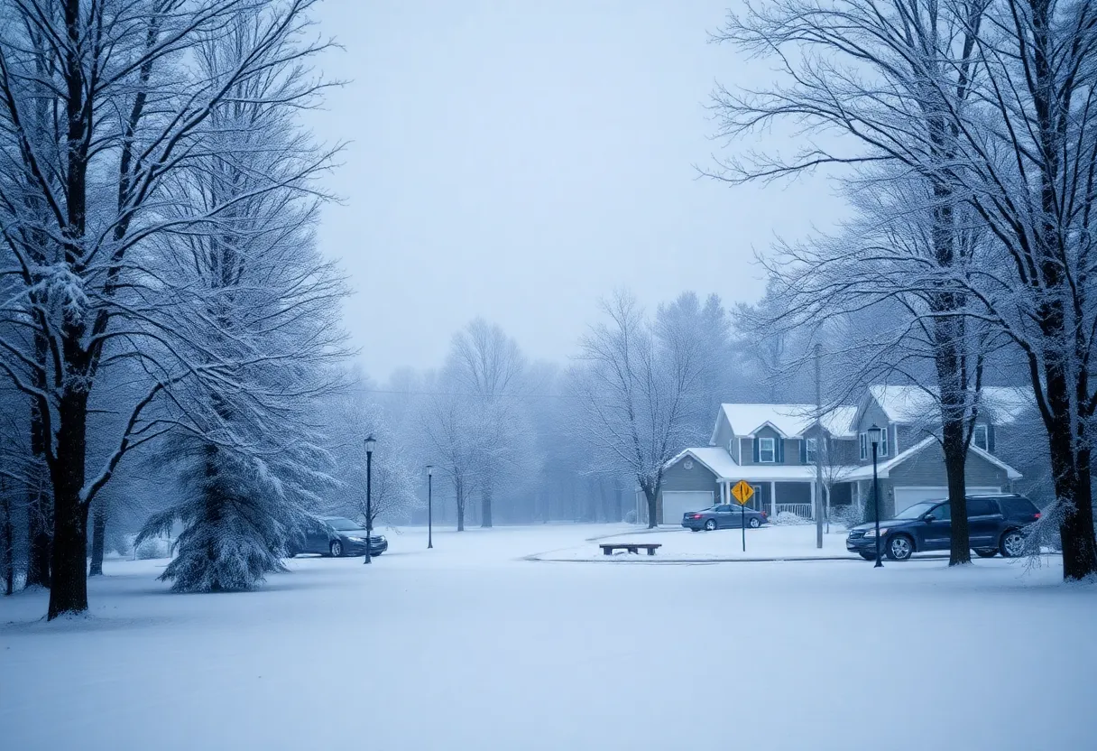 Snow-covered landscape in South Carolina during the Great Southeastern Snowstorm