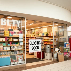 Joann Fabric and Craft Store storefront with closing signs