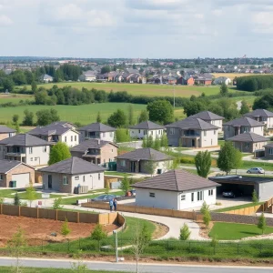 Construction site of new homes in Florence