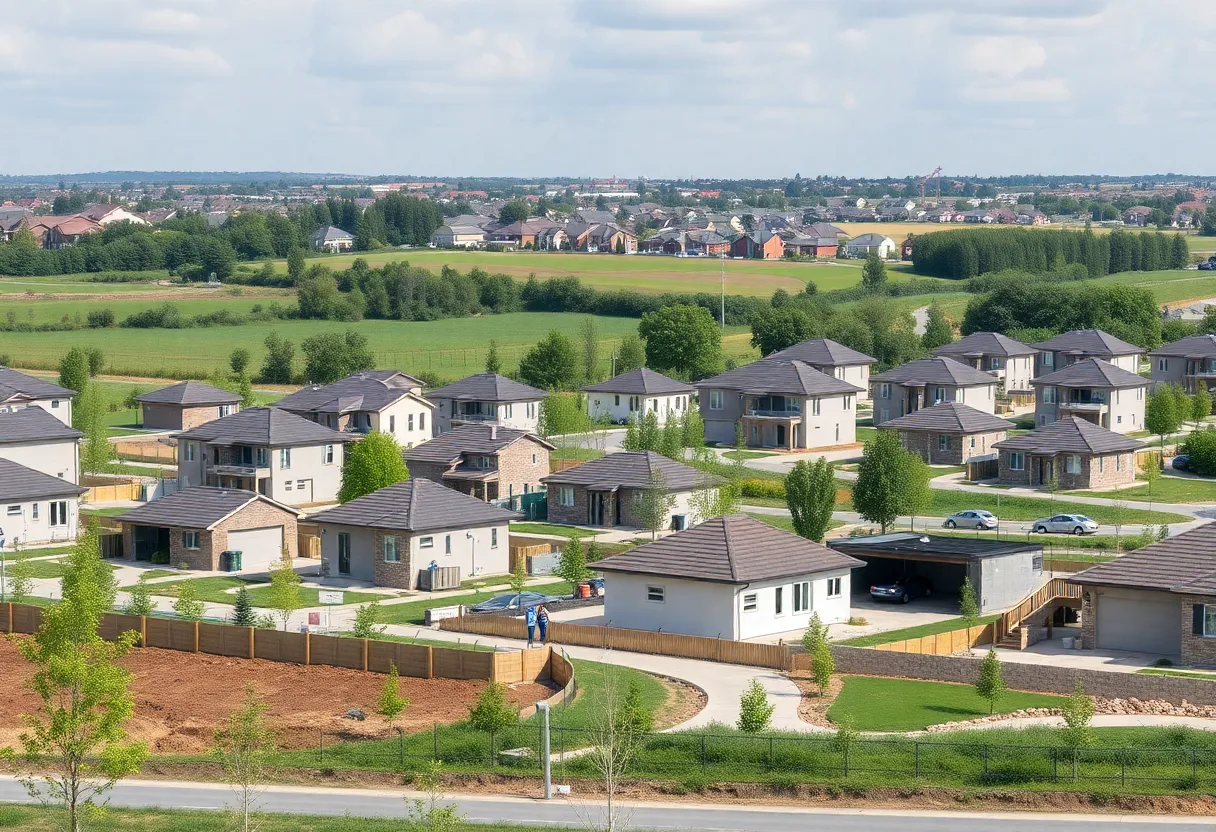 Construction site of new homes in Florence