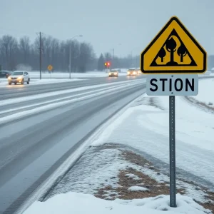 Icy roads during a winter storm in Pee Dee