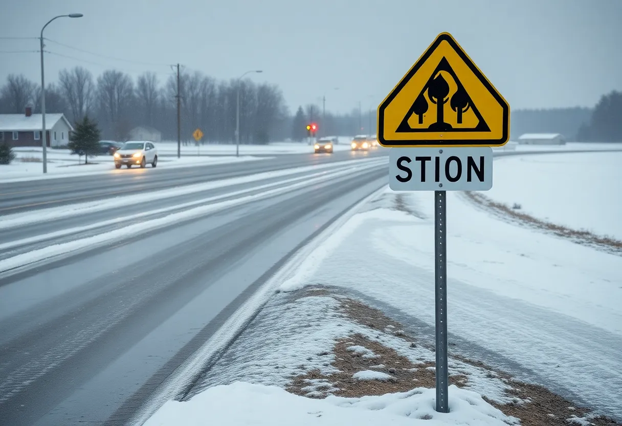 Icy roads during a winter storm in Pee Dee