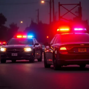 Police car pursuing a vehicle in Florence County during a high-speed chase.