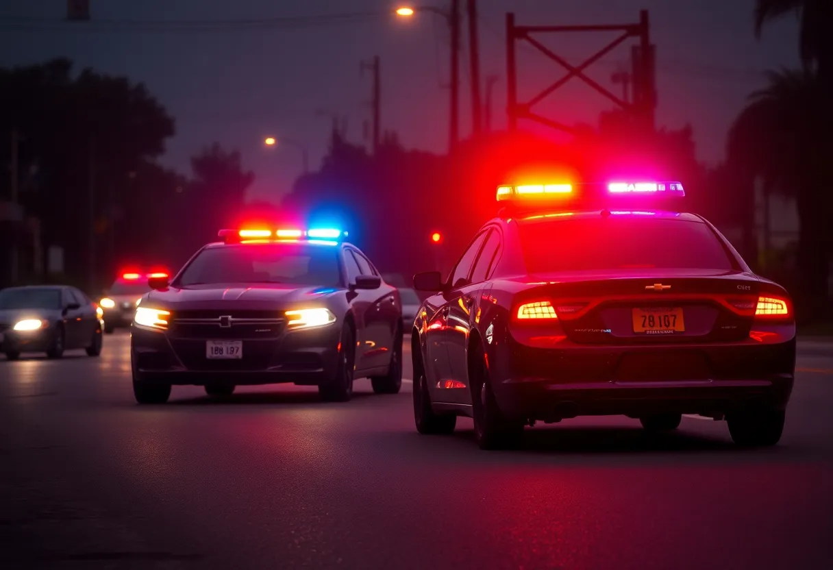 Police car pursuing a vehicle in Florence County during a high-speed chase.