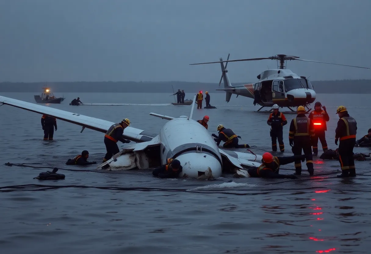 Divers recovering wreckage from Potomac River after collision