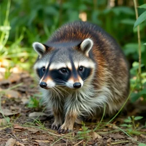 Healthy raccoon in the wild in Coward, SC