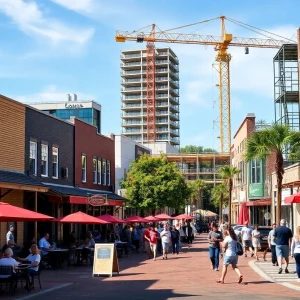 Downtown Florence SC with new businesses and construction