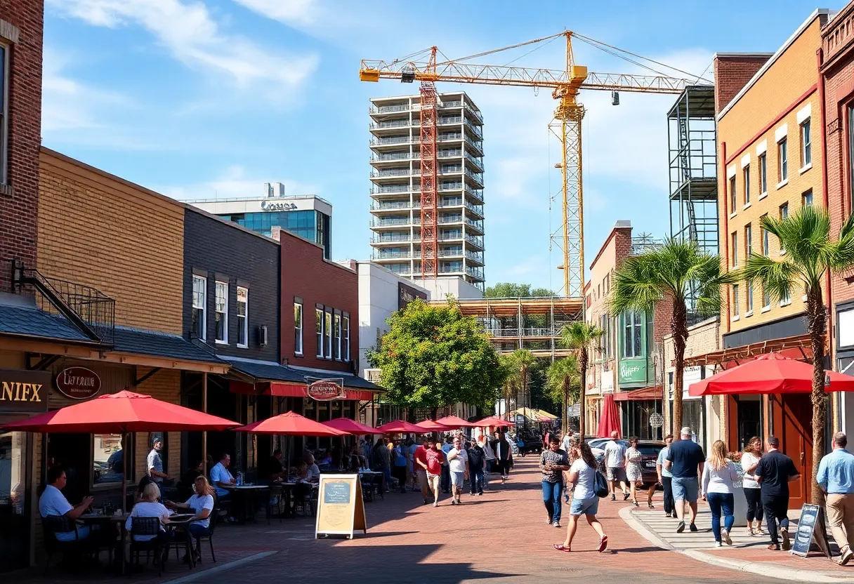 Downtown Florence SC with new businesses and construction