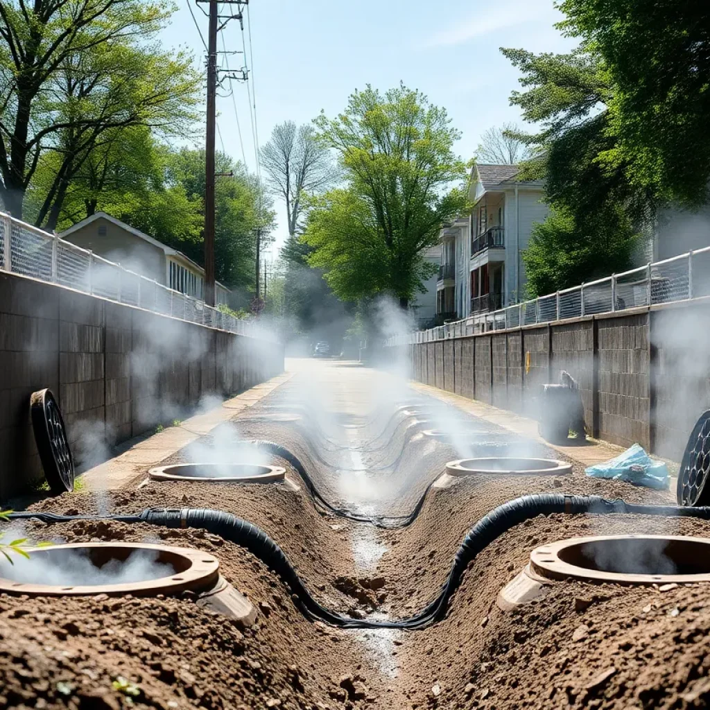 Utility workers conducting smoke testing in the Florence neighborhood.