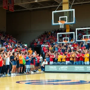 Exciting atmosphere at a high school championship basketball game