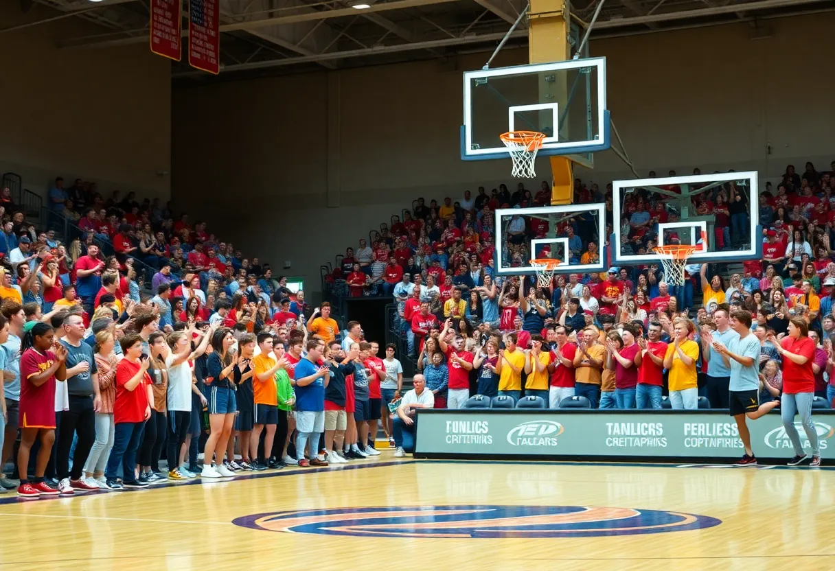 Exciting atmosphere at a high school championship basketball game