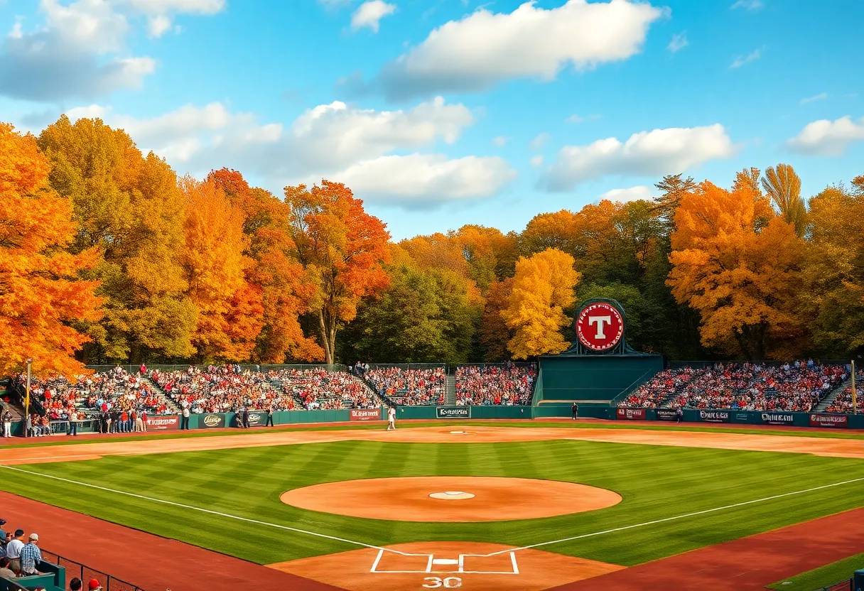 Chapel Hill baseball field surrounded by autumn trees and fans ready for the 2025 season