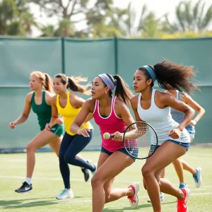 A diverse group of female athletes showcasing teamwork in sports.