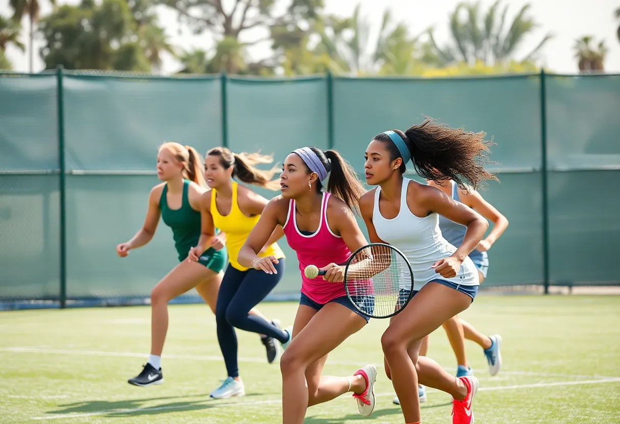 A diverse group of female athletes showcasing teamwork in sports.