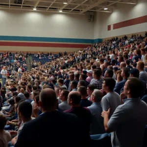 Fans cheering during the Florence High School basketball game