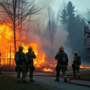 Firefighters battling a woods fire in Florence, S.C.