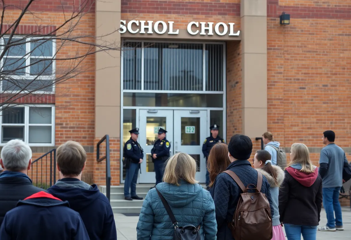 Police response outside Florence High School following threat incident.