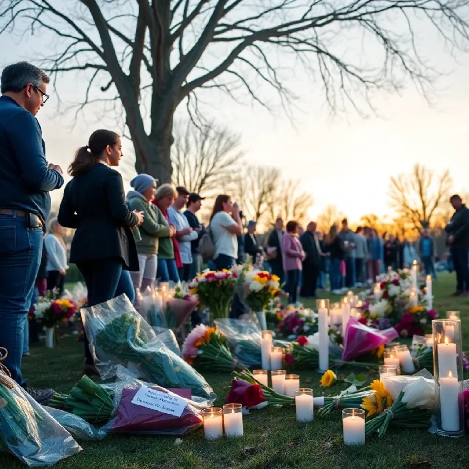 Community members gathering for a vigil in Highland Park