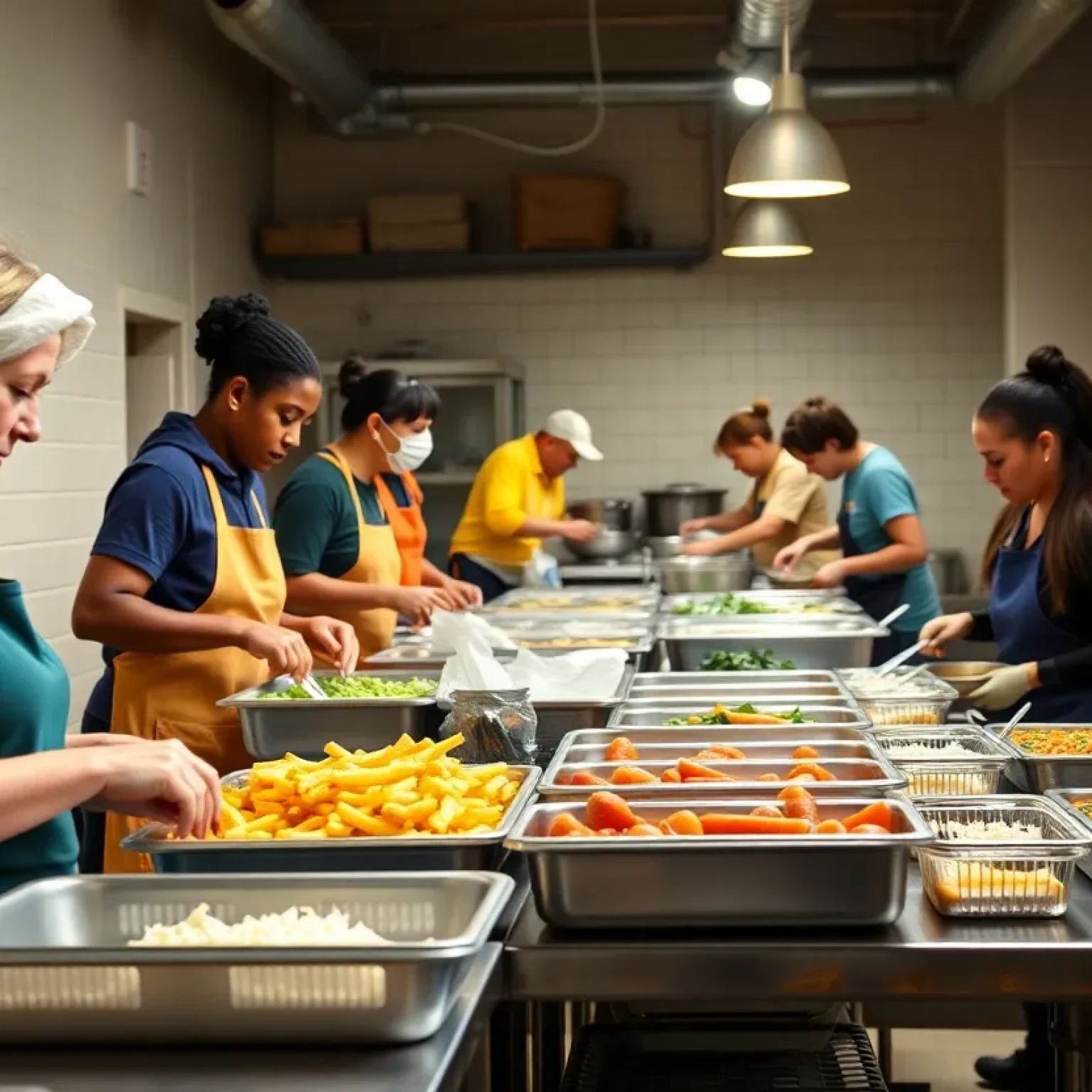 Volunteers preparing meals at Manna House in Florence