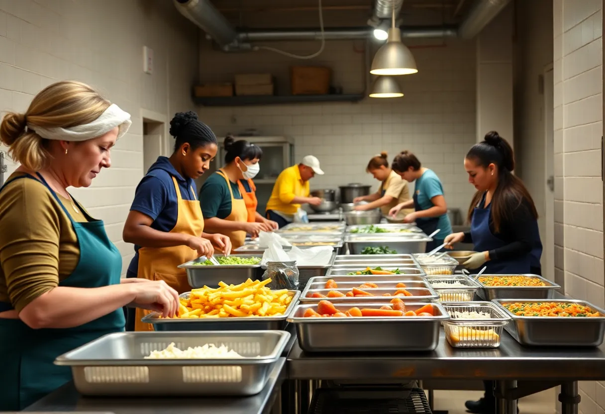 Volunteers preparing meals at Manna House in Florence