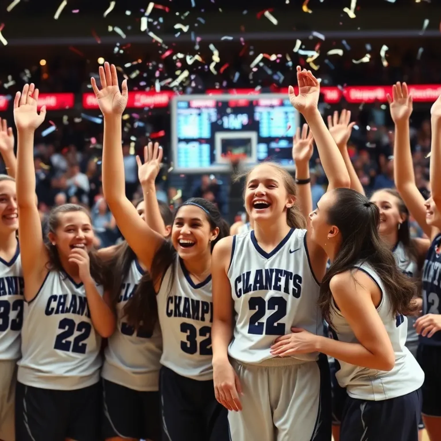 North Augusta girls basketball team celebrating their championship win