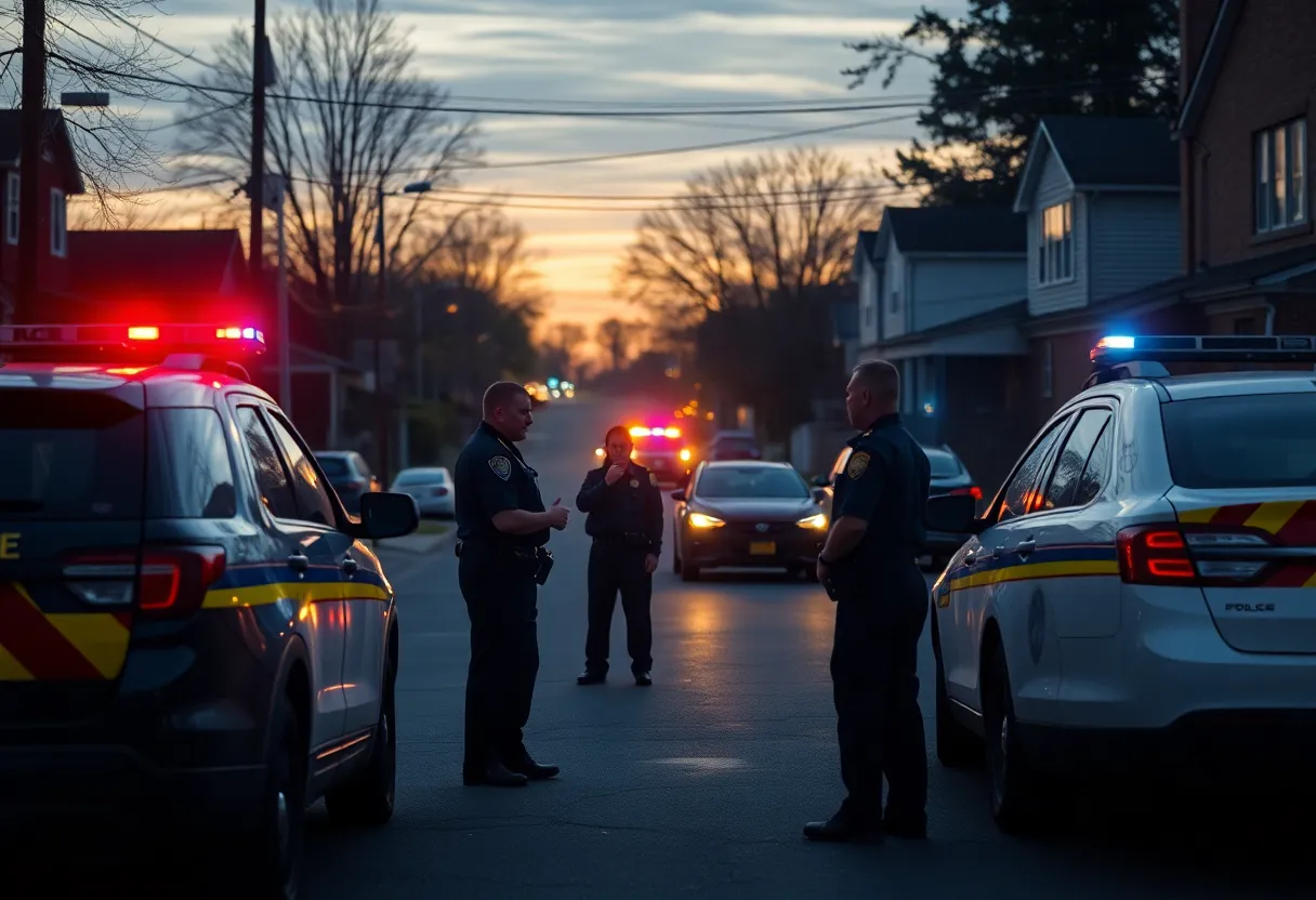 Police vehicles on a quiet suburban street in Florence County