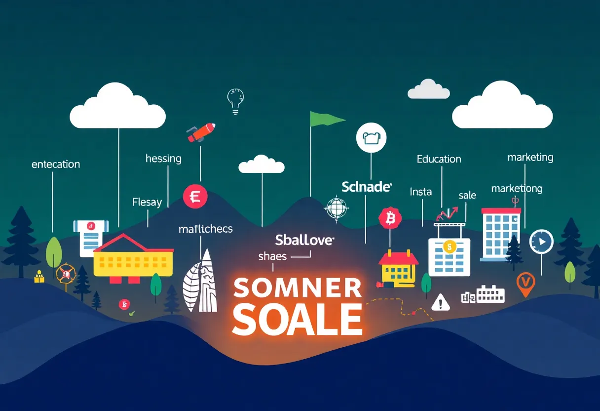 Illustration depicting the premium domain sales market in a digital landscape