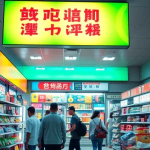 Exterior view of a lively convenience store