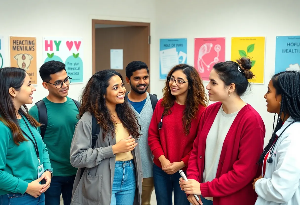 Group of supportive young individuals in a healthcare environment