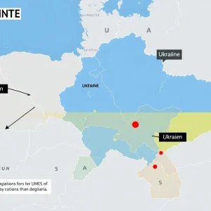 Map of Ukraine showing conflict areas and proposed ceasefire zones