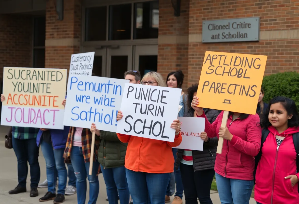 Parents protesting for safer schools